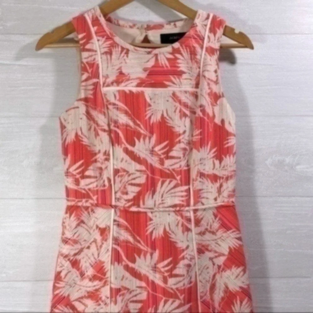 J. Crew Sun-Faded Tropical Sheath Sleeveless Pink/Cream Open Back Dress Size 2